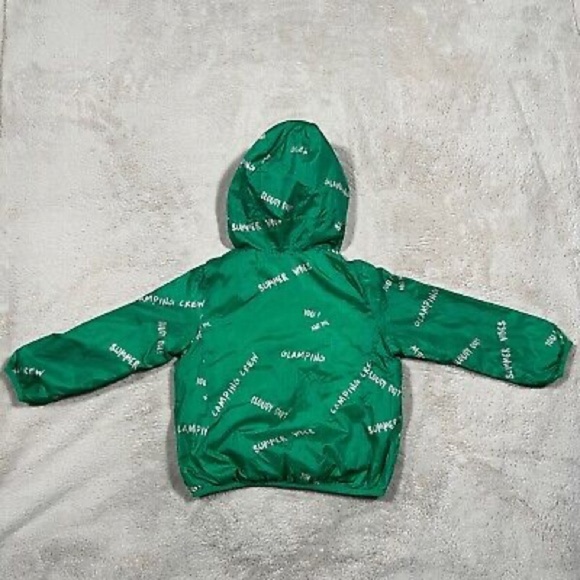 NWT Zara Girls‎ Petite Women's Green Pink Text Hooded Windbreaker Jacket 11-12 - Picture 7 of 9